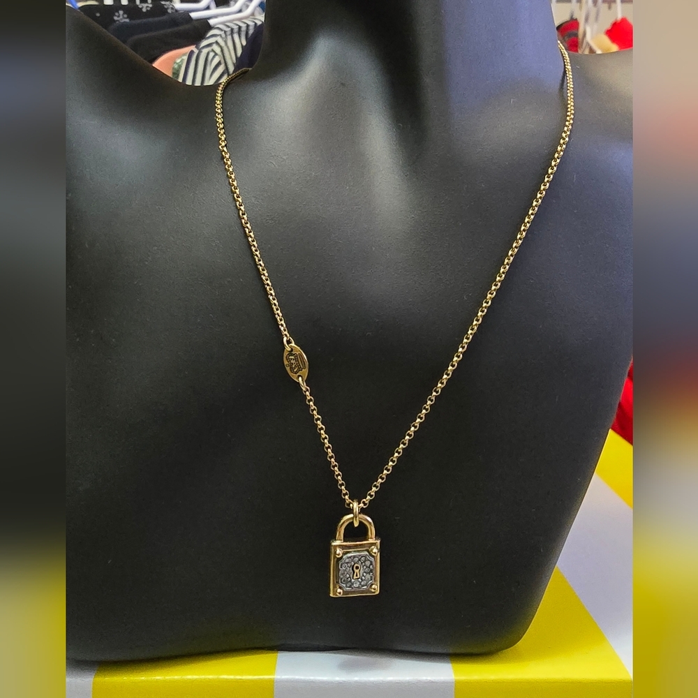 Juicy Couture Gold Tone Padlock Necklace